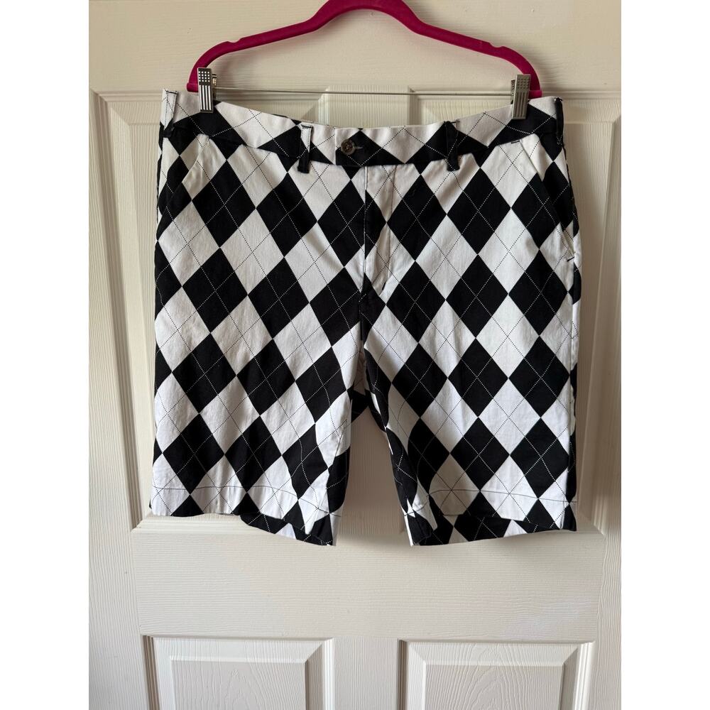 Loudmouth Black White Argyle Golf Shorts Size 40